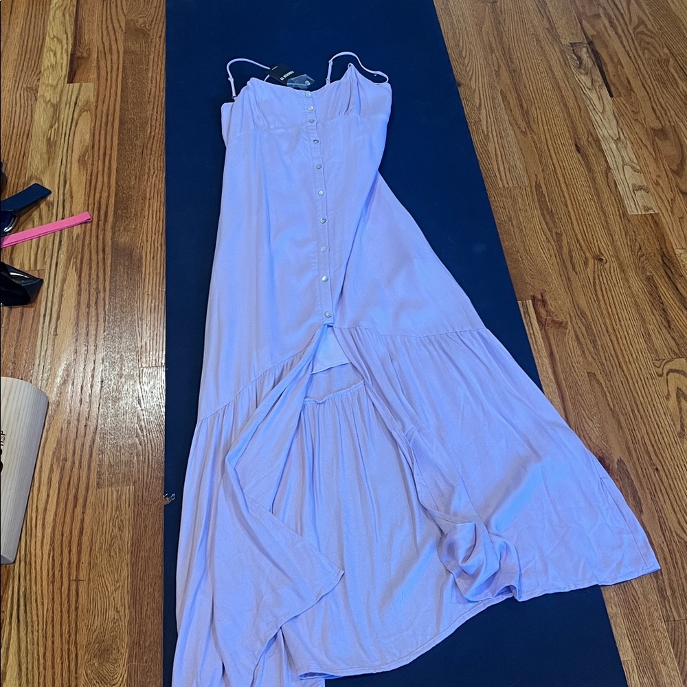 Lavender Button-Down Slip Dress